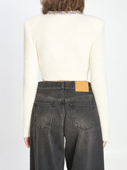 SELF PORTRAIT M embellished trim cardigan 