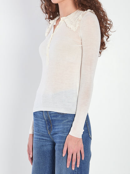 CHLOE 38 shirt with lace collar