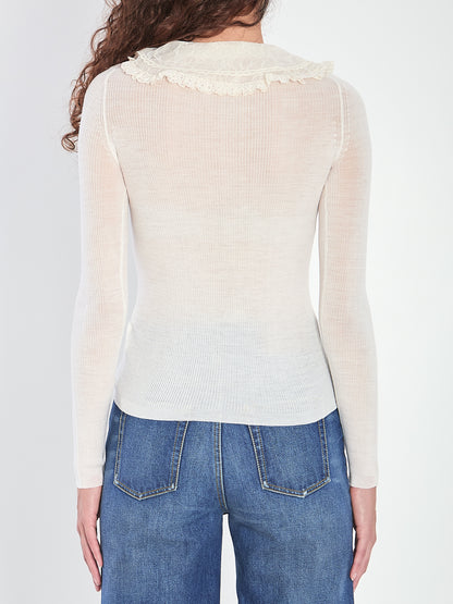 CHLOE 38 shirt with lace collar