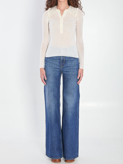 CHLOE 38 shirt with lace collar