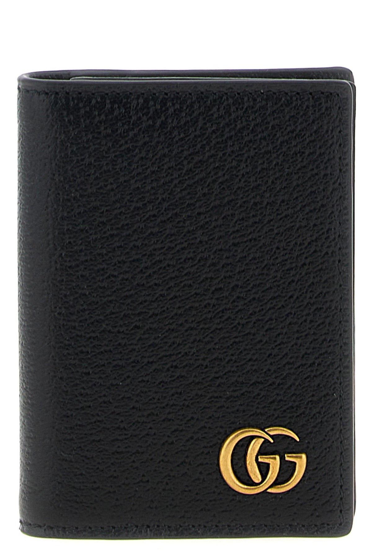 gg marmont business card holder in hot-pressed calf leather