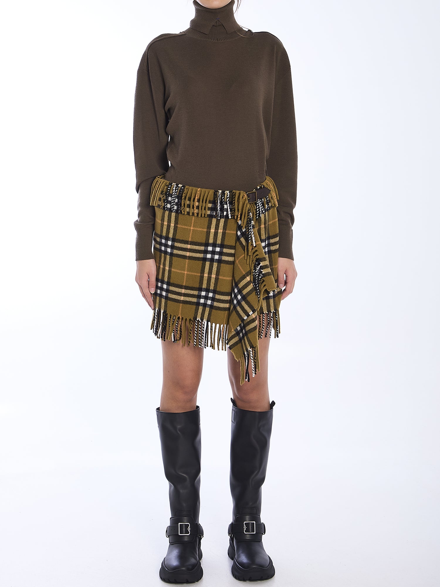 BURBERRY M check scarf skirt
