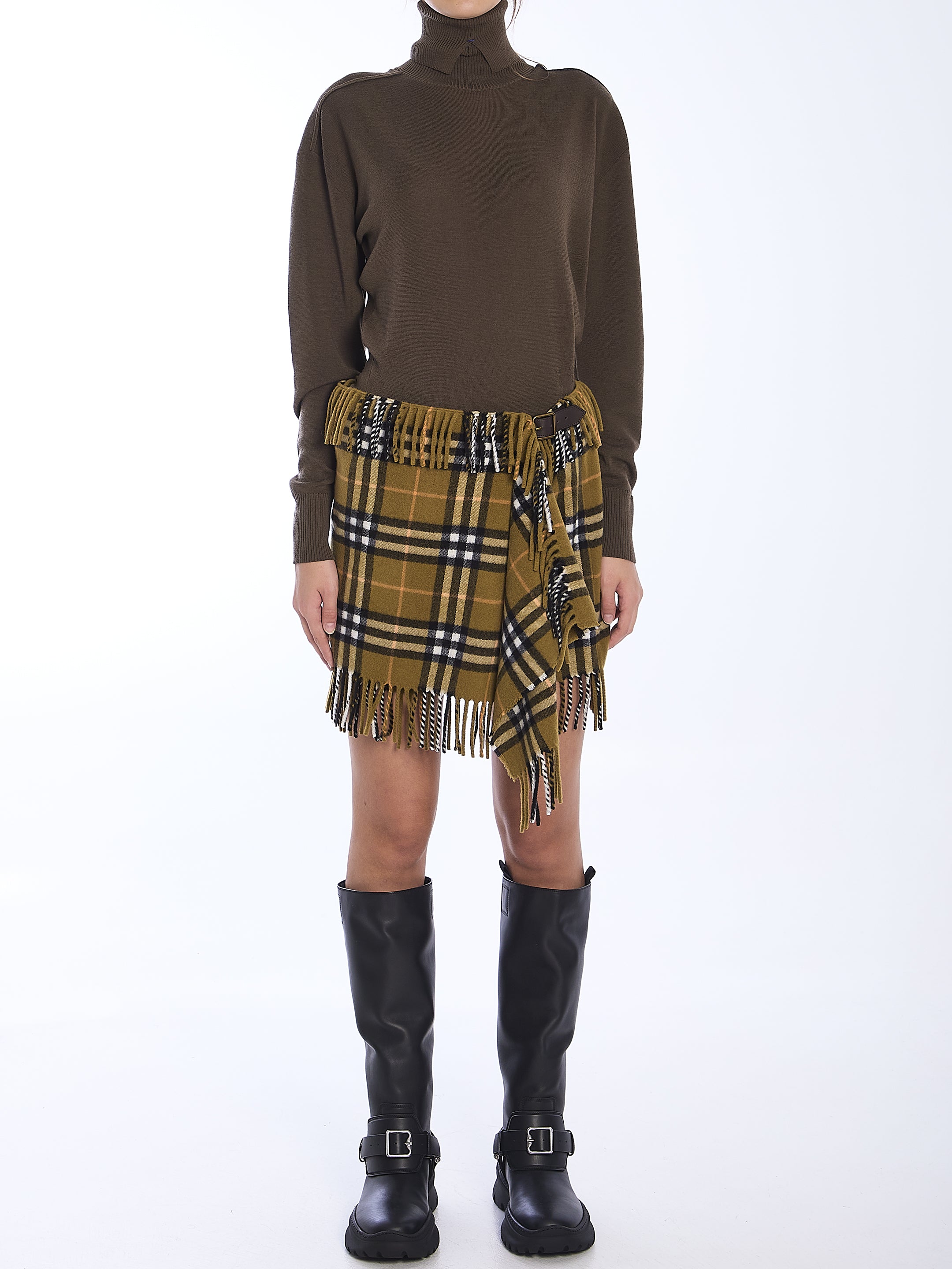 BURBERRY M check scarf skirt