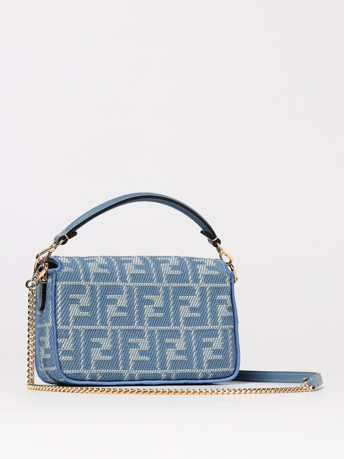 FF Mini Baguette Denim Shoulder Bag