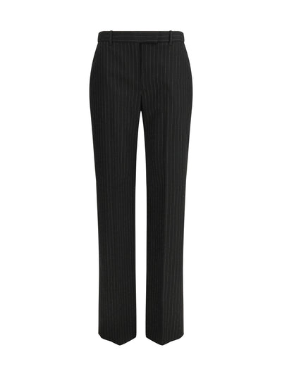 pinstriped tailored trousers