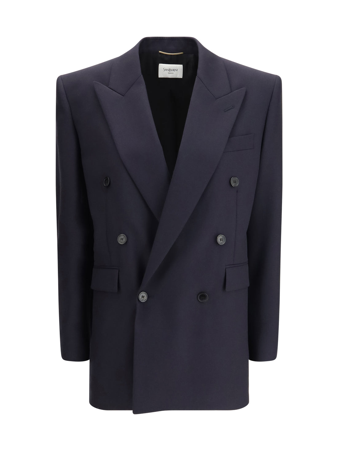 SAINT LAURENT 40 long wool-gabardine blazer