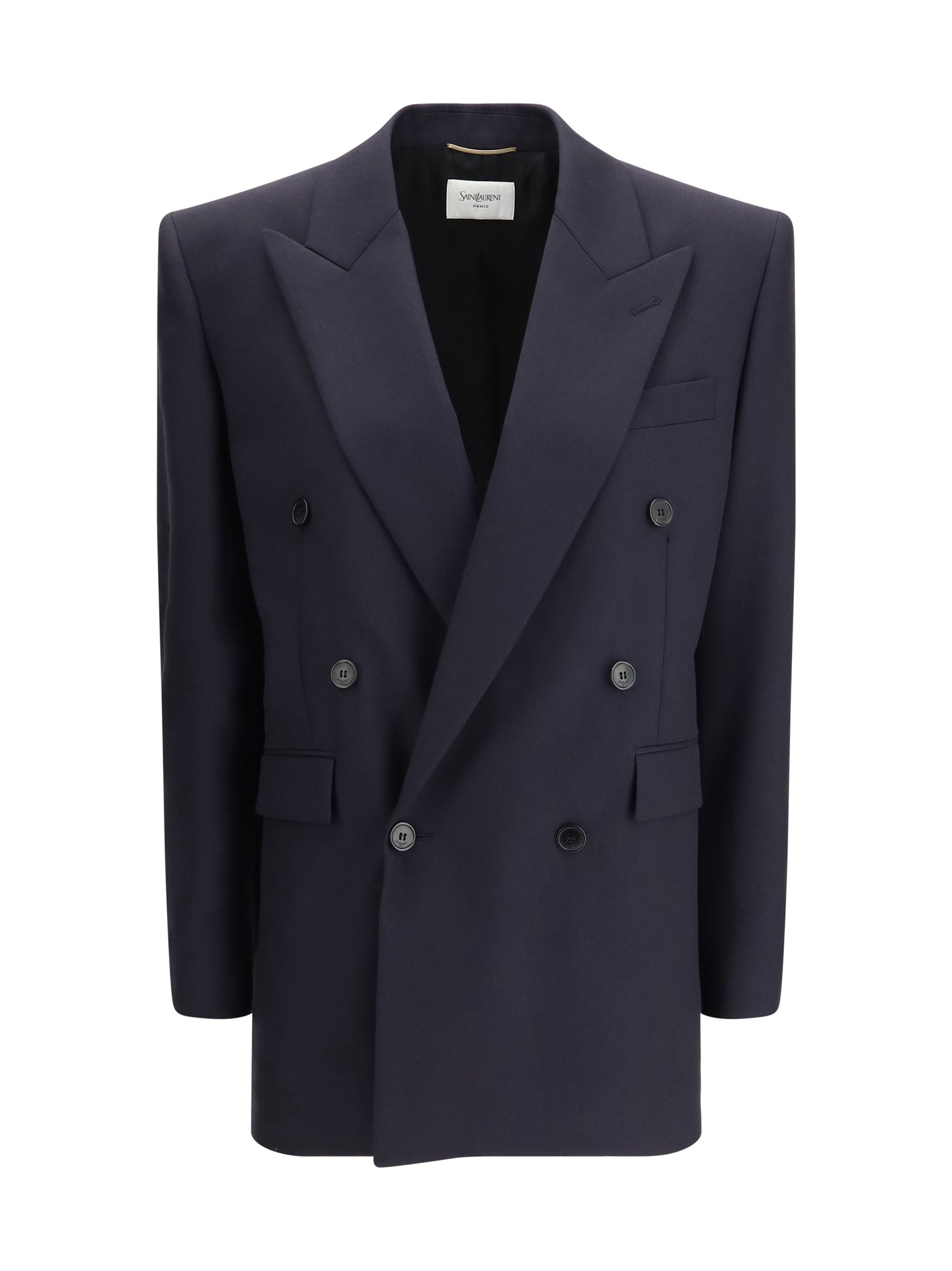 SAINT LAURENT 40 long wool-gabardine blazer