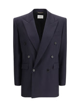 SAINT LAURENT 40 long wool-gabardine blazer