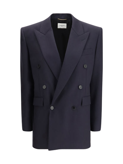 SAINT LAURENT 40 long wool-gabardine blazer