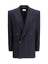 SAINT LAURENT 40 long wool-gabardine blazer