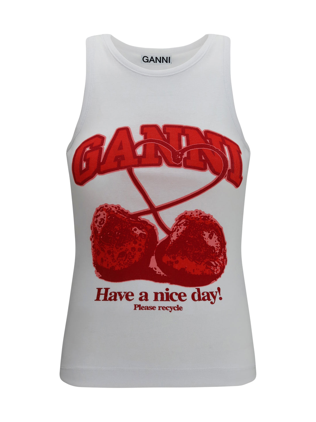 GANNI XS cherries cotton tank top