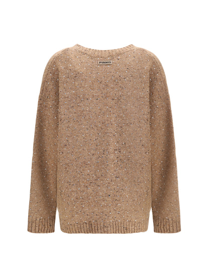 PINKO M bouclé fabric cardigan with rhinestones