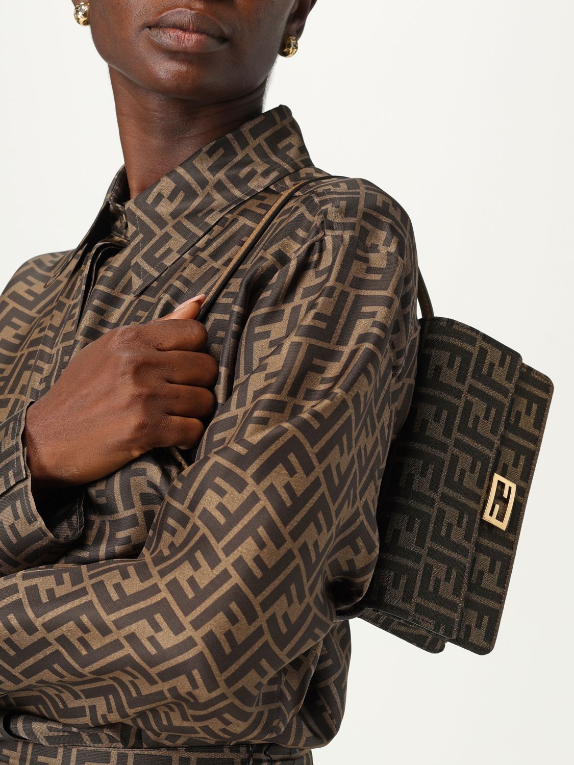 FF Jacquard Baguette Shoulder Bag