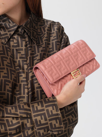 Baguette FF Leather Shoulder Bag