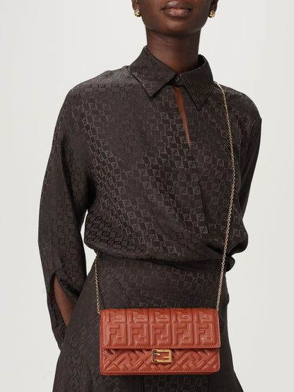 Baguette FF Leather Shoulder Bag