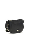 embossed leather shoulder bag with logo patch
