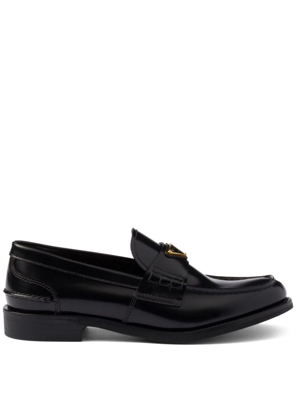 Prada Brushed Leather Loafers With Leather Band