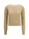 long sleeve cable knit and openwork cashmere sweater
