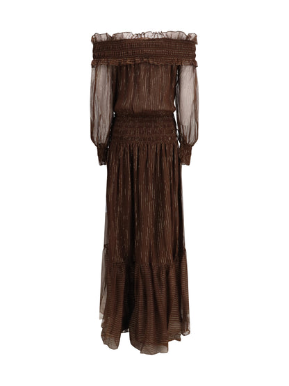 SELF-PORTRAIT 6 georgette off shoulder maxi dress