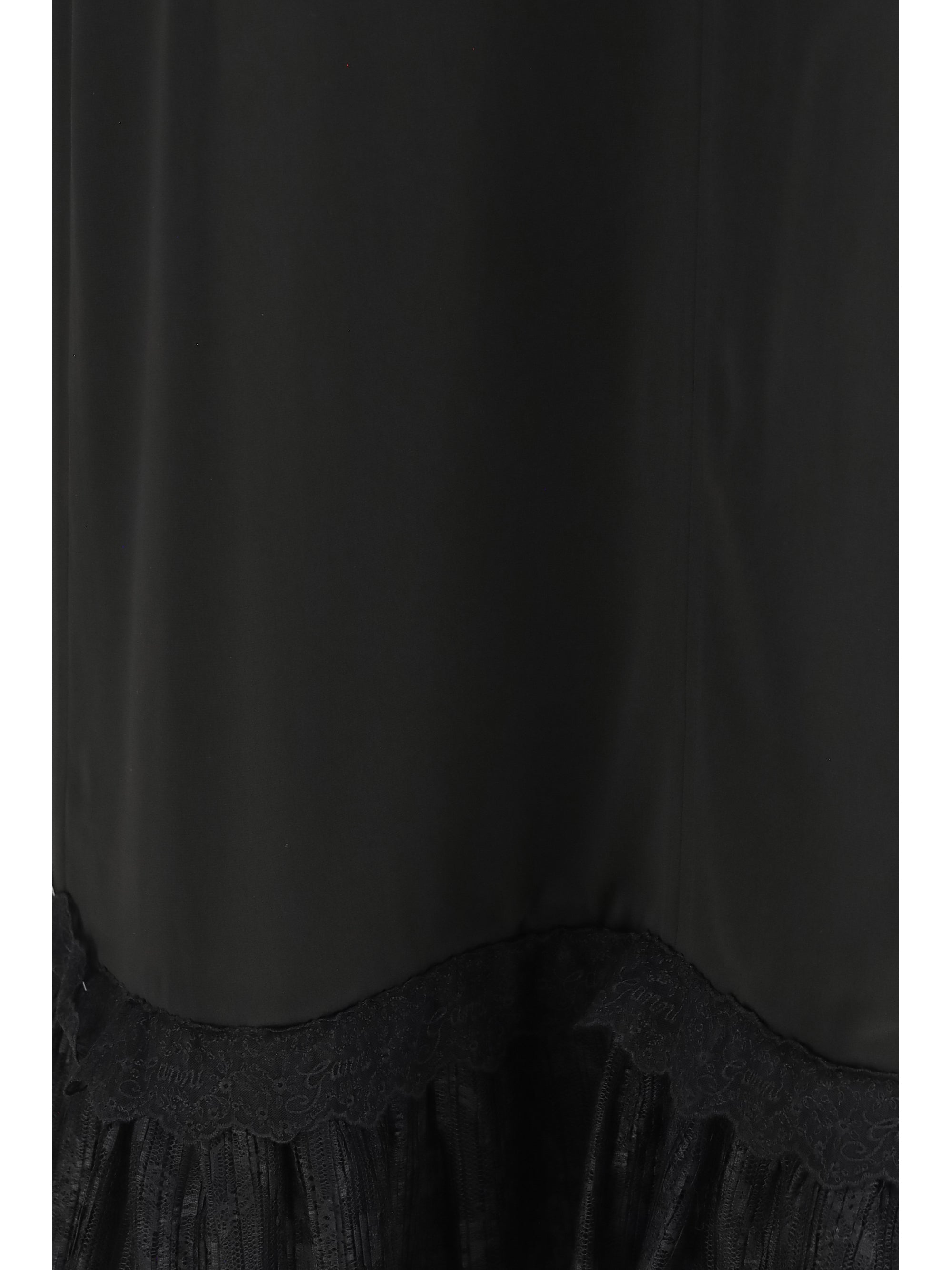 lace-trimmed satin long dress