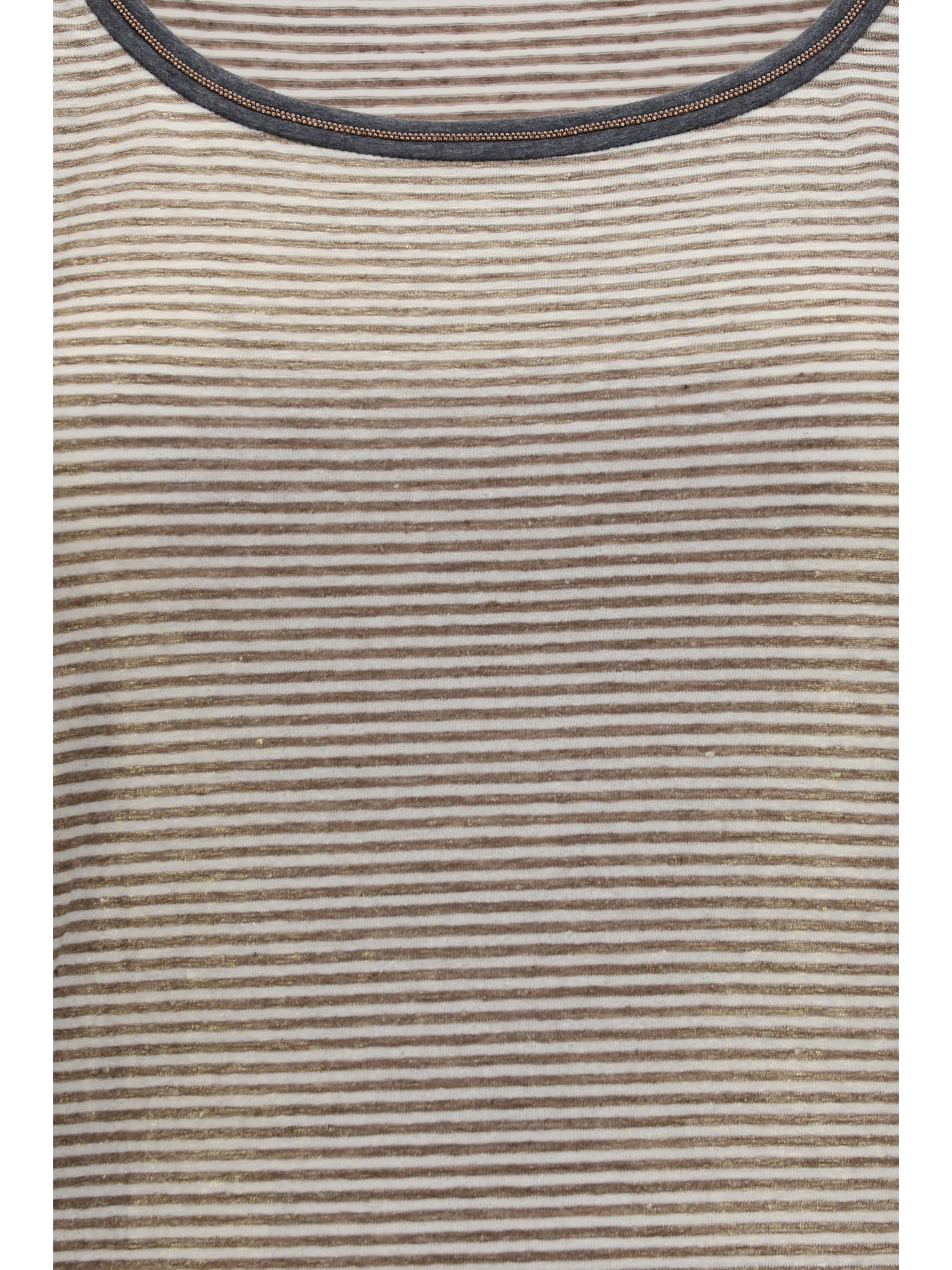 striped linen lamé jersey tank top with glossy finishes