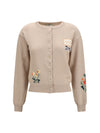 cotton knit cardigan with intarsia