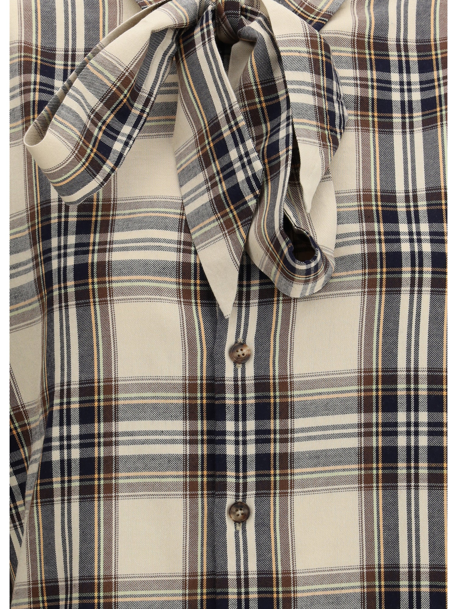 SAINT LAURENT S tartan lavallière shirt