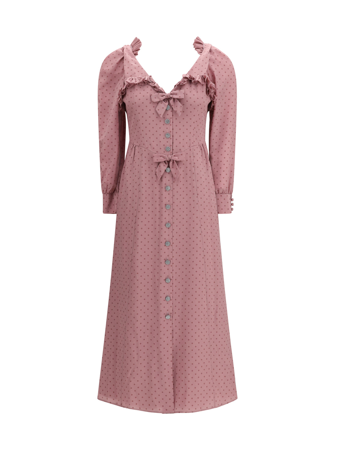 ALESSANDRA RICH 42 polka dot midi dress with ruffles