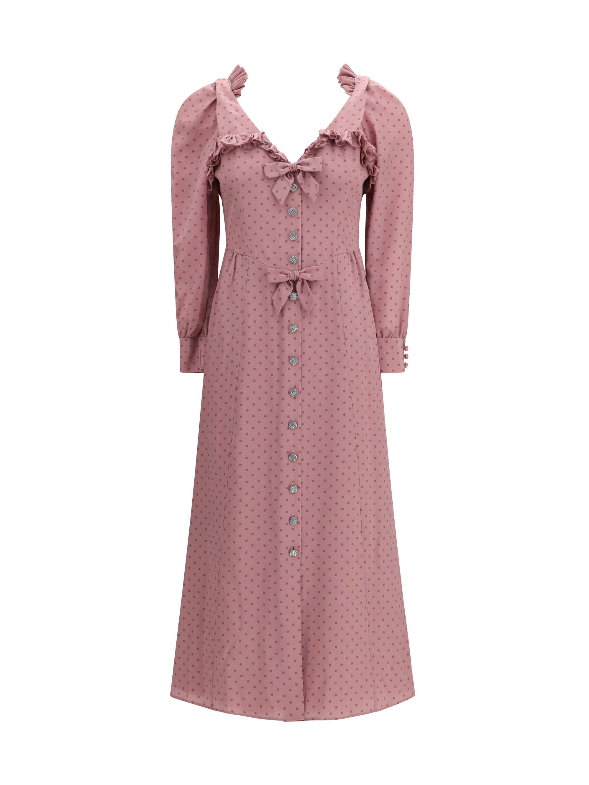 polka dot midi dress with ruffles