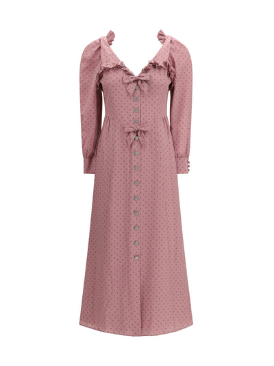polka dot midi dress with ruffles