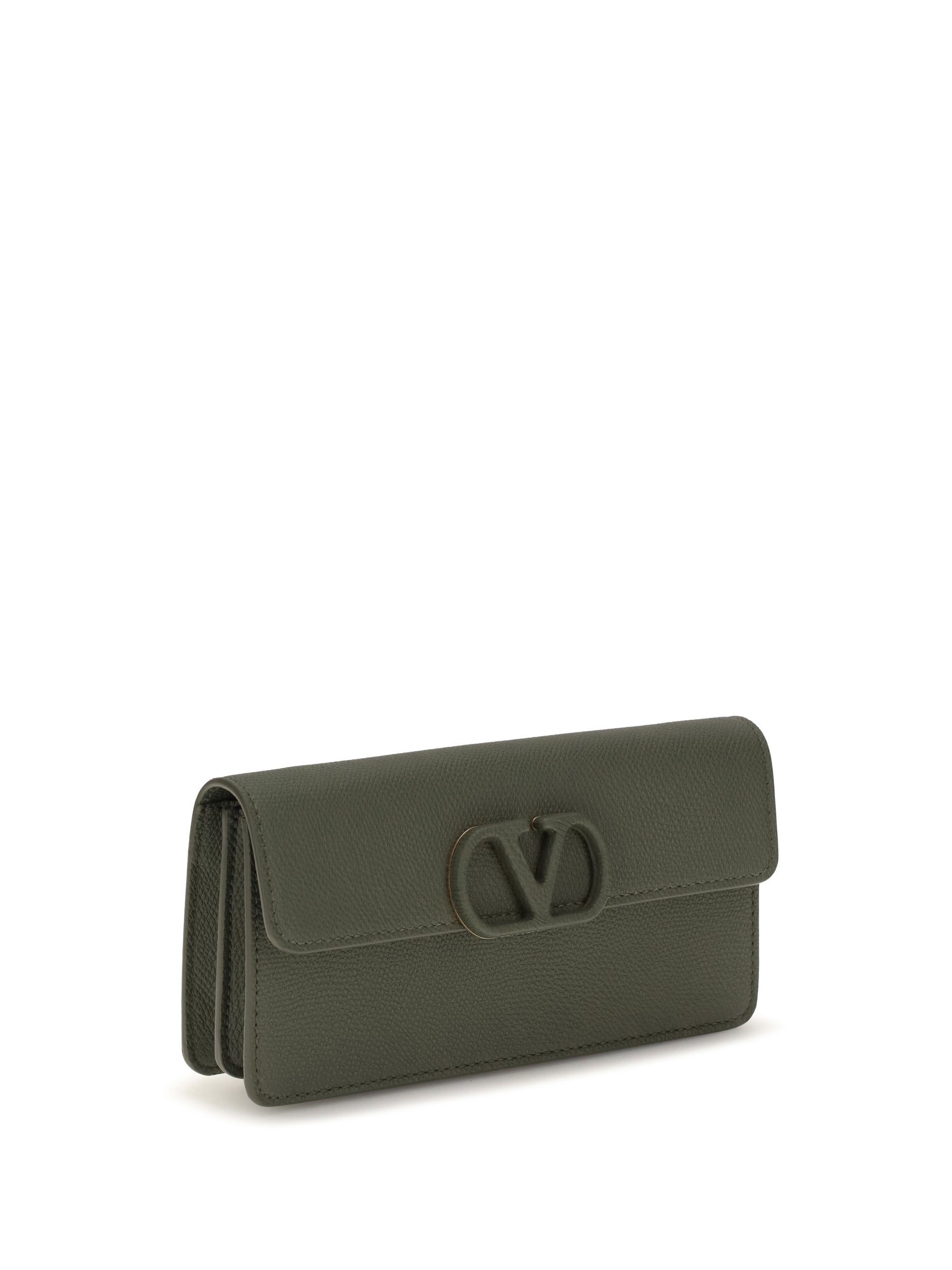 vlogo signature grainy calfskin chain wallet
