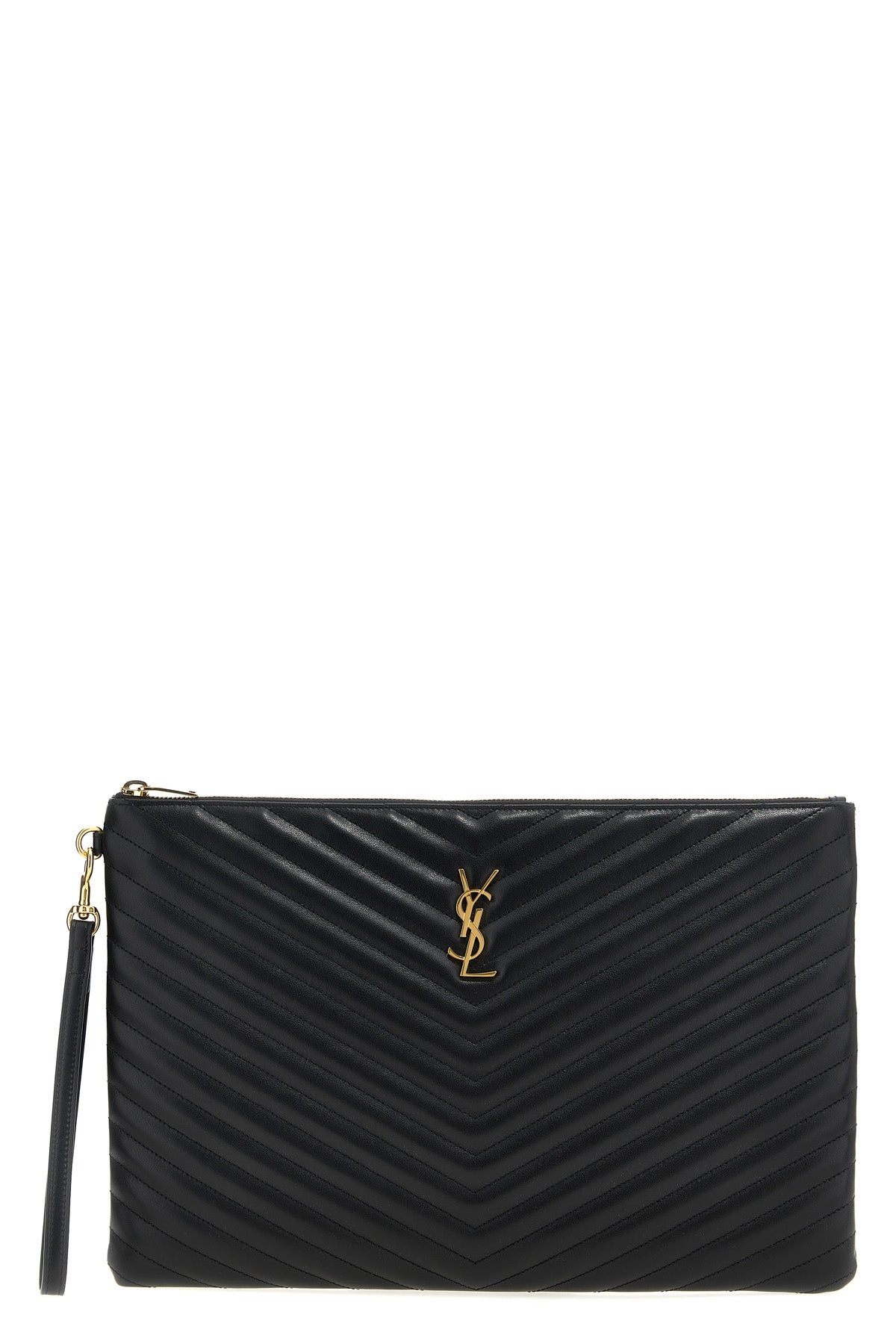 cassandre chevron quilted leather clutch bag
