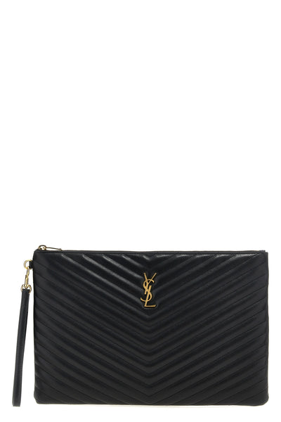 cassandre chevron quilted leather clutch bag