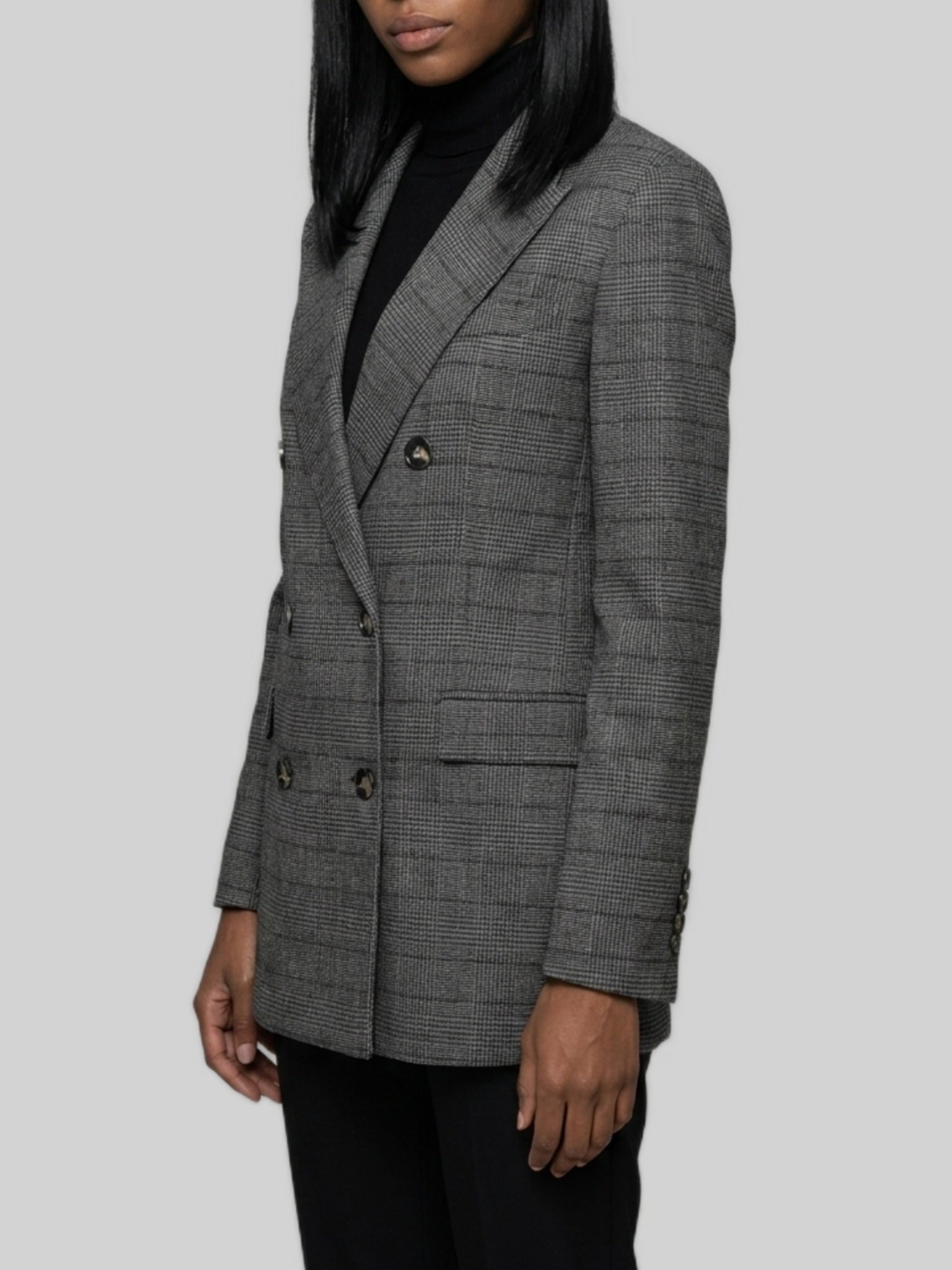 double-breasted prince of wales check jacket