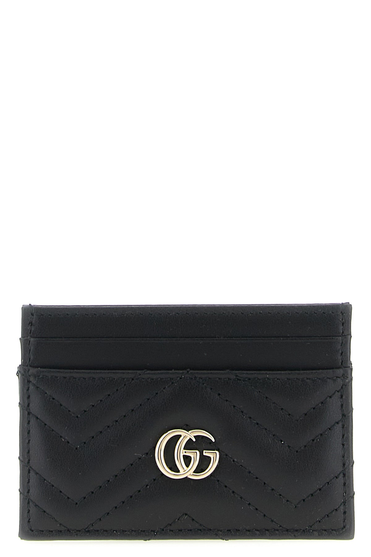 gg marmont card holder in chevron matelassé leather