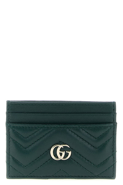 gg marmont card holder in chevron matelassé leather