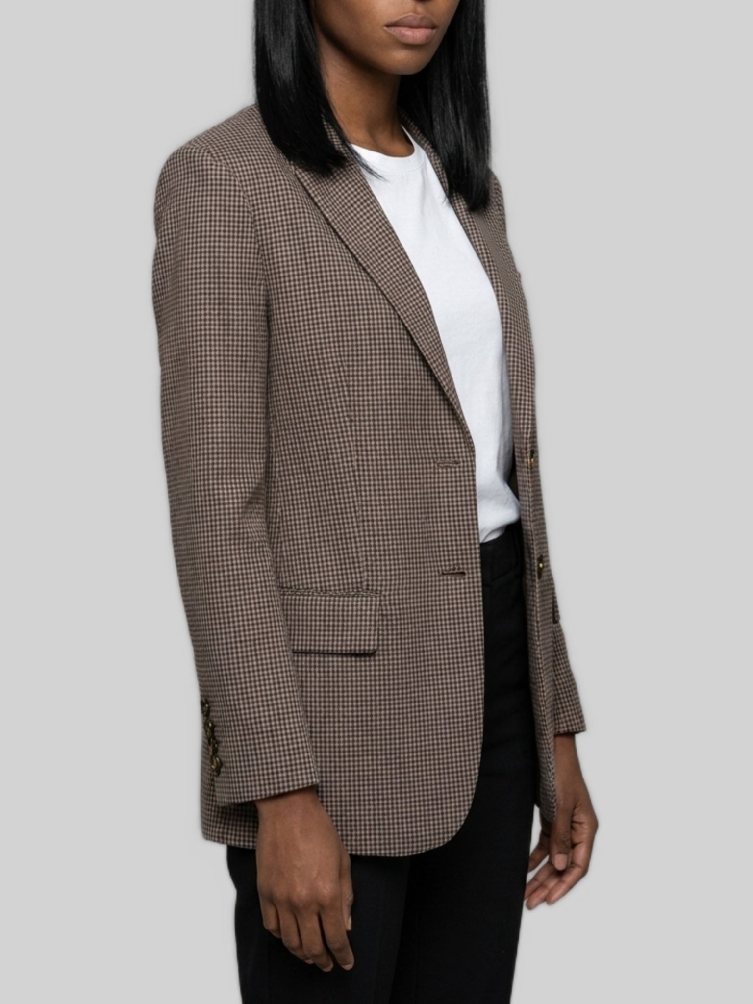 single-breasted micro-check jacket