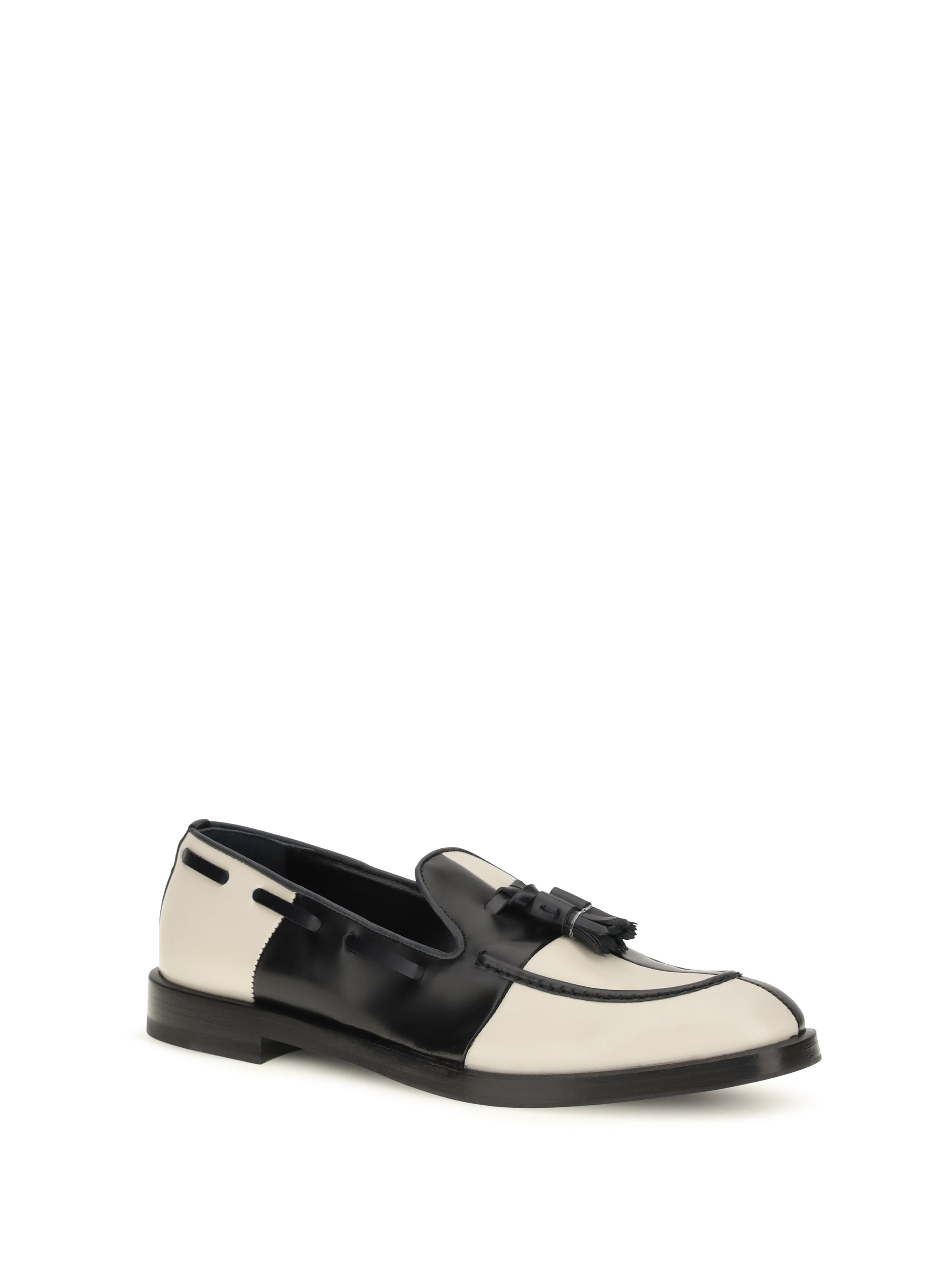 brera damier bicolor leather loafers