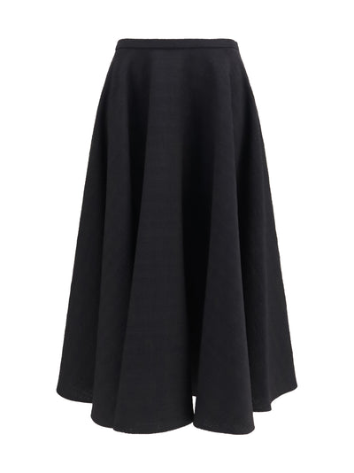 virgin wool ruffled midi skirt