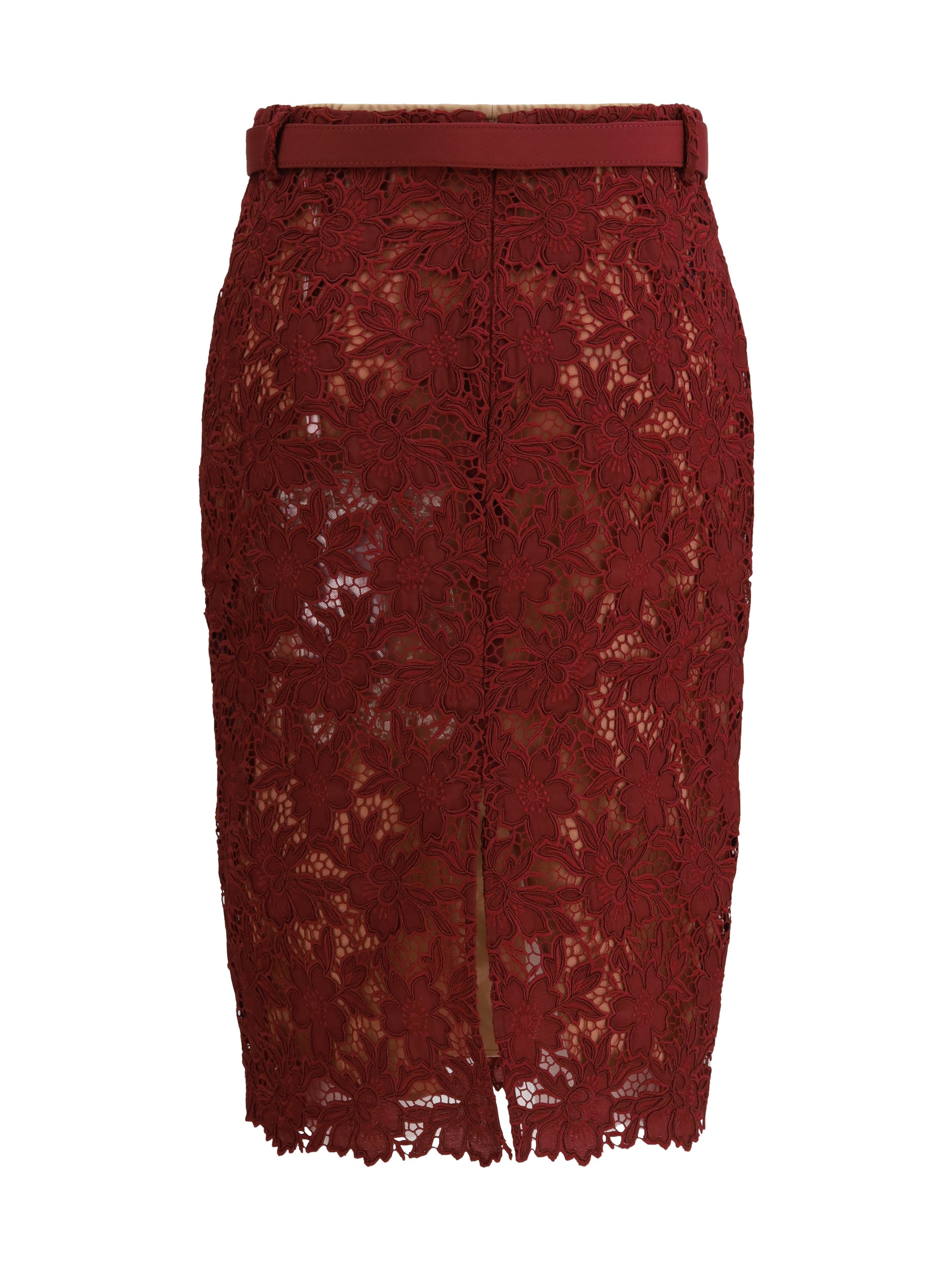 guipure lace midi skirt