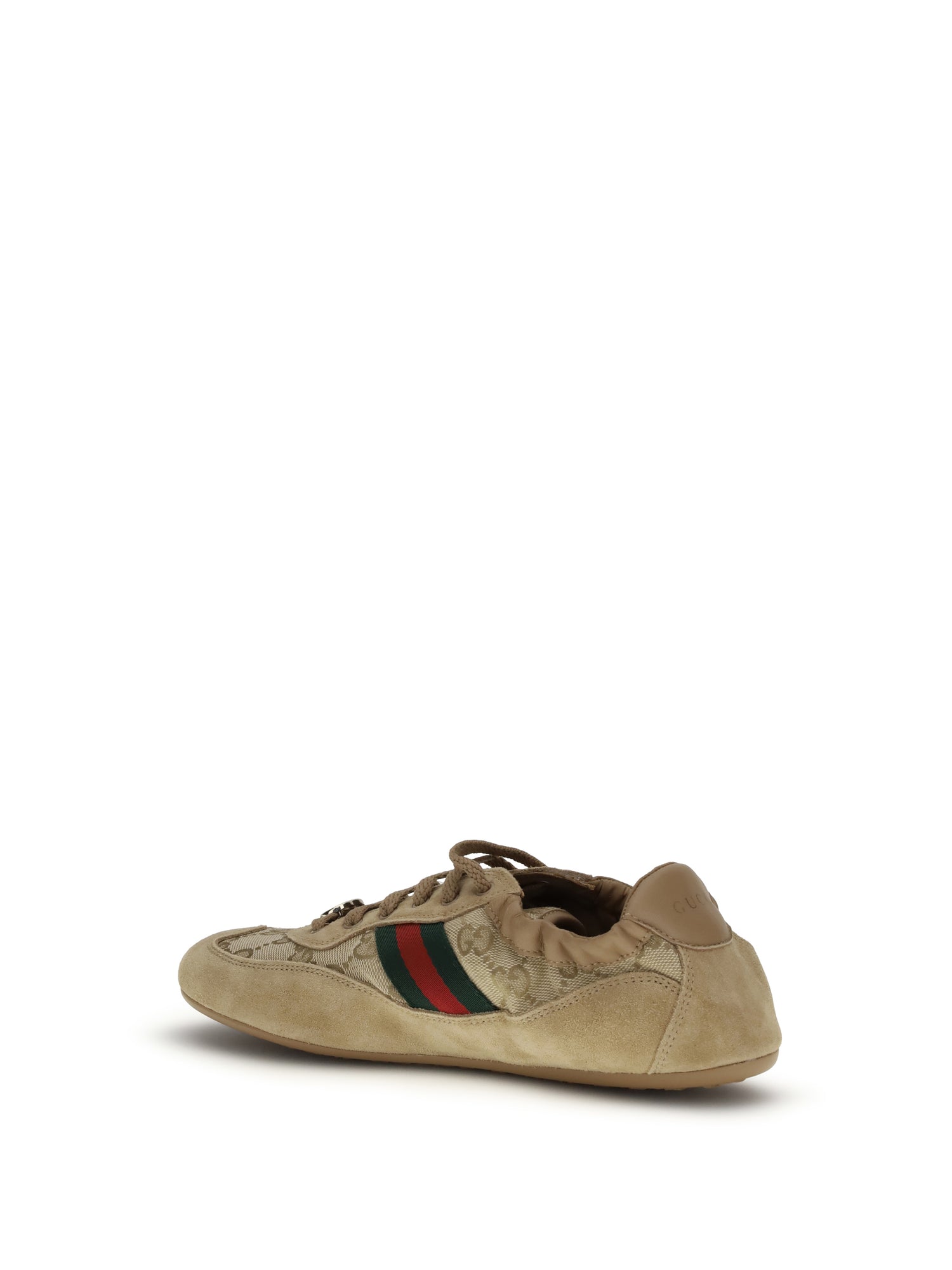 GUCCI 36 shift sneakers in gg fabric and leather