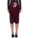 purple faux leather skirt
