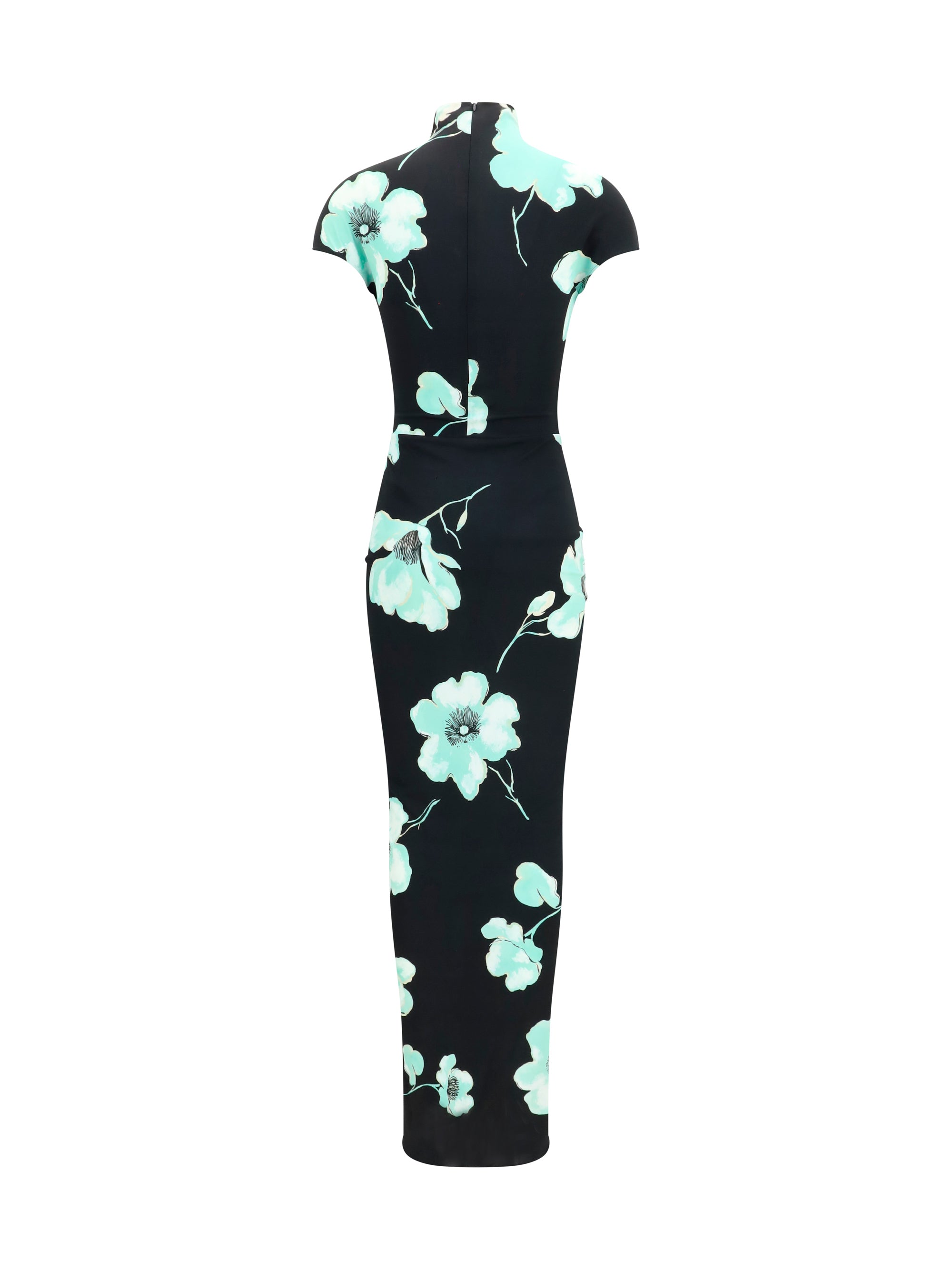 draped floral print dress