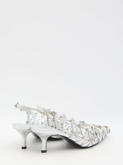 THE ATTICO 39 grid slingback pumps