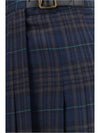 pleated check wool-blend skirt