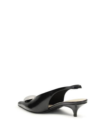 PROENZA SCHOULER 37 dome slash slingbacks in polished calf 