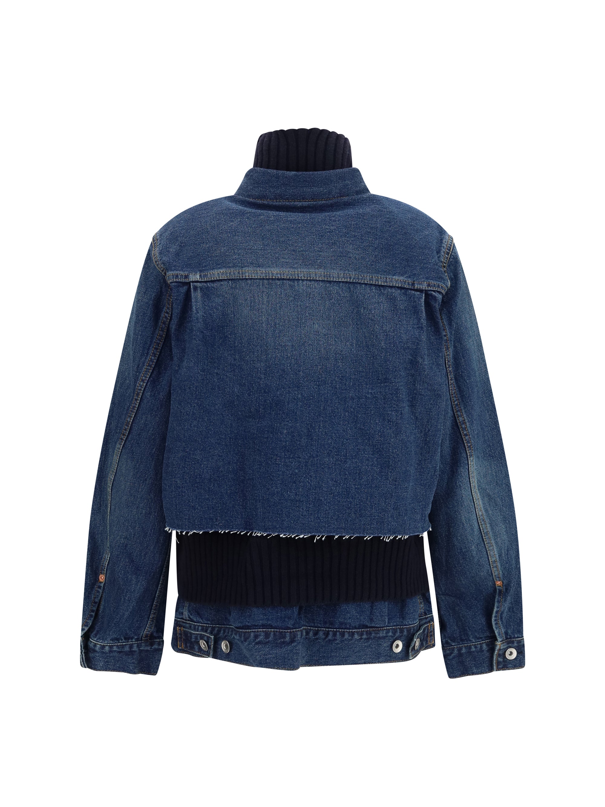 denim jacket with wool knit layer