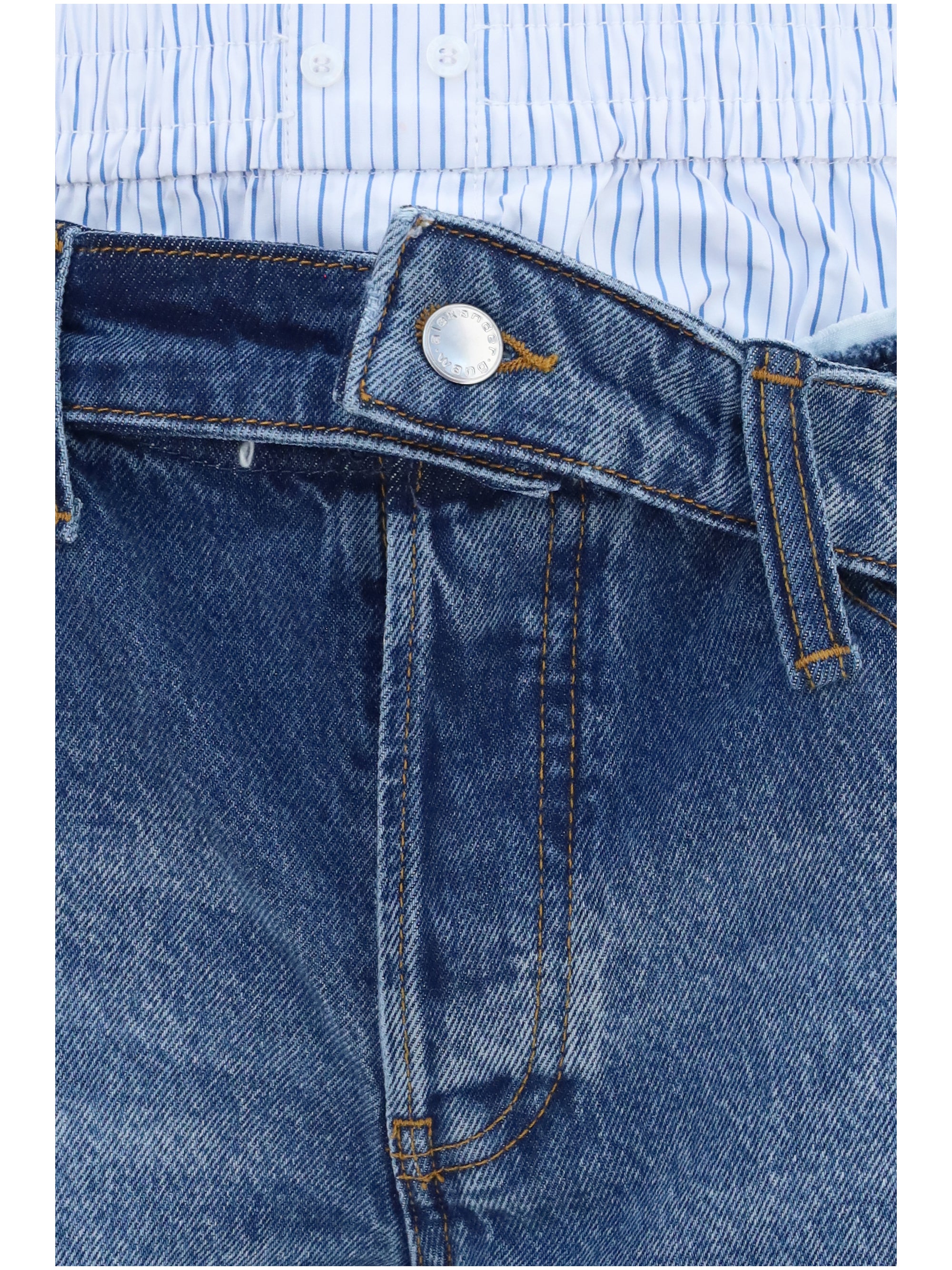 denim shorts with boxer detail