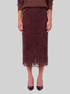 brown lace midi skirt