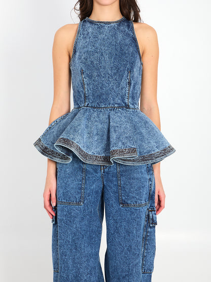 ALAIA 36 denim peplum top 